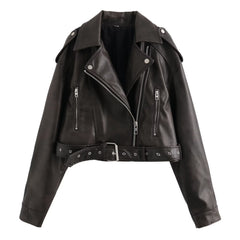Cropped PU Lederjacke