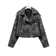 Cropped PU Lederjacke
