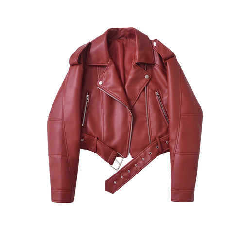Cropped PU Lederjacke