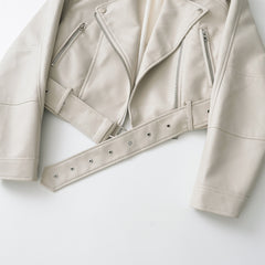 Cropped PU Lederjacke