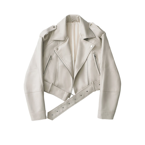 Cropped PU Lederjacke