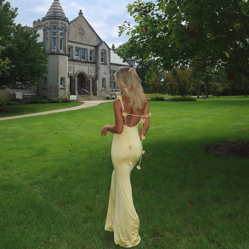 Maxi dress with floral ribbons